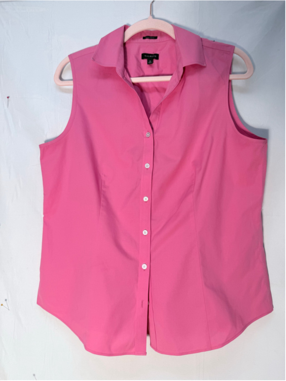 Women's Talbots Sleeveless Button Down Shirt Pink Size 12